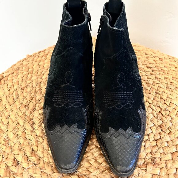 Zara Split Suede Cowboy Ankle Boots - Picture 3 of 5